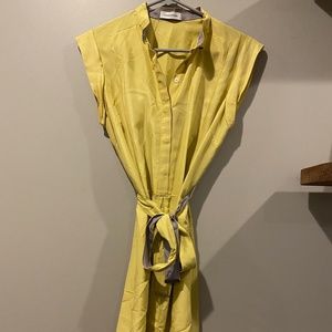 Silk yellow button up dress